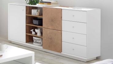 Sideboard »Jamaika« 179cm Hirnholz Eiche/Weiß